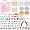300 Pieces Bangle Bracelets Making Kit, Charm Bracelet Making Kit with Expandable Bangles, Charms, Jump Rings and Pliers for Jewelry Making Bangle Bracelets (with Gift Box and Tools)
